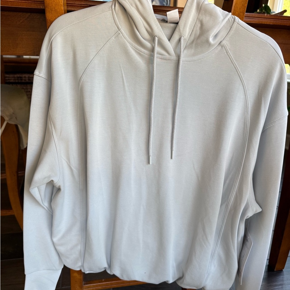 Athleta Soft Light Blue Bubble Hem Hoodie with pockets
